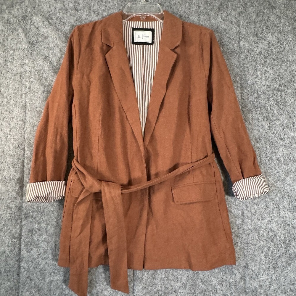 04 South Linen‎ Blazer Womens XS Dorset Terracotta Oversized Belted Minimalist